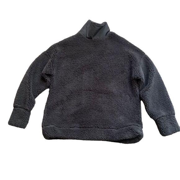Te Verde Gray Sherpa Pullover Mock Neck Zip Sweatshirt Size Medium - Picture 9 of 11